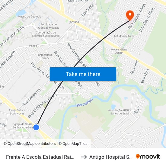 Frente A Escola Estadual Raimundo Pinheiro to Antigo Hospital Santa Cruz map