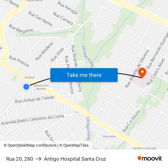 Rua 20, 280 to Antigo Hospital Santa Cruz map