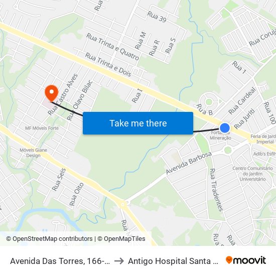 Avenida Das Torres, 166-254 to Antigo Hospital Santa Cruz map