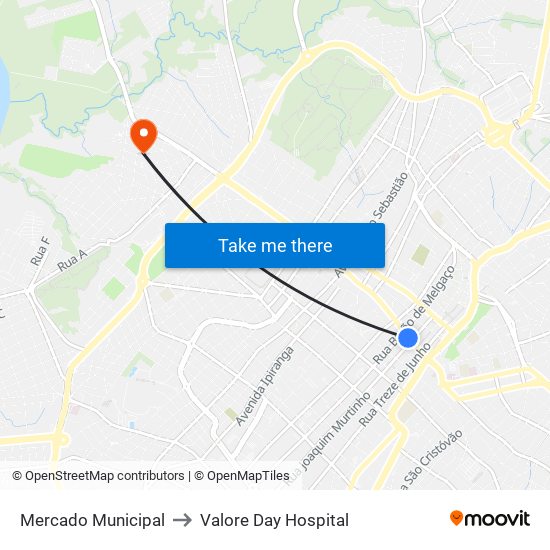 Mercado Municipal to Valore Day Hospital map