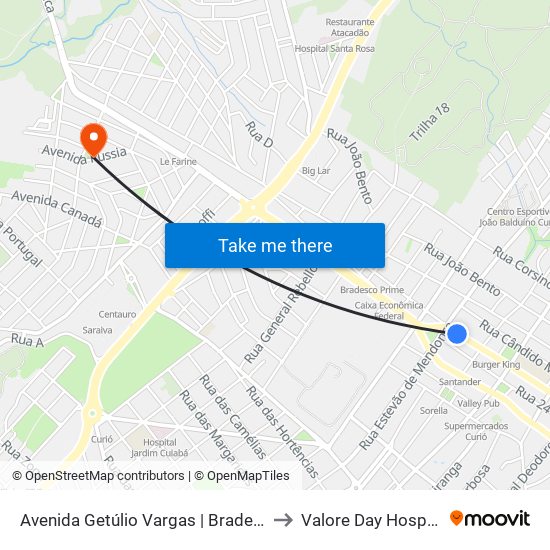 Avenida Getúlio Vargas | Bradesco to Valore Day Hospital map