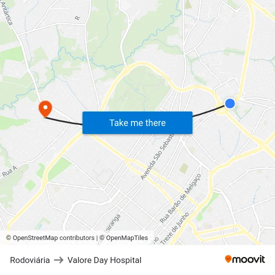 Rodoviária to Valore Day Hospital map