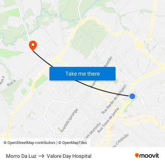 Morro Da Luz to Valore Day Hospital map