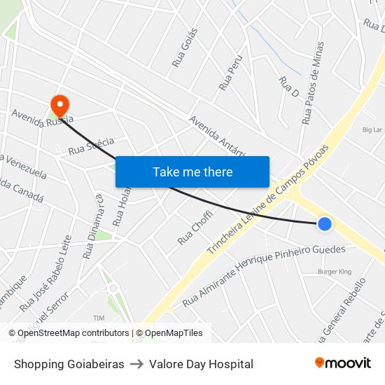 Shopping Goiabeiras to Valore Day Hospital map