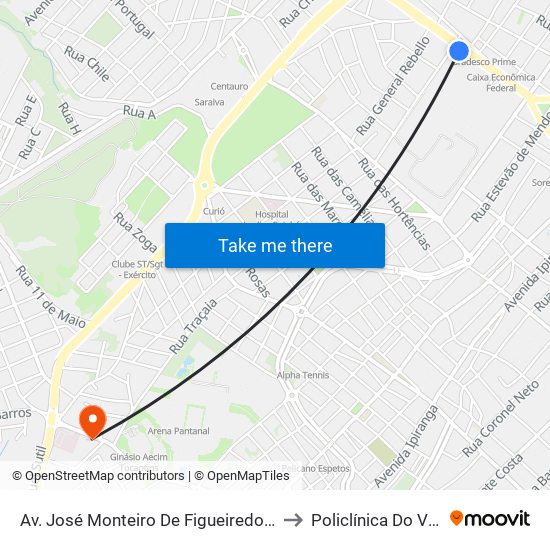 Av. José Monteiro De Figueiredo, 351-405 to Policlínica Do Verdão map