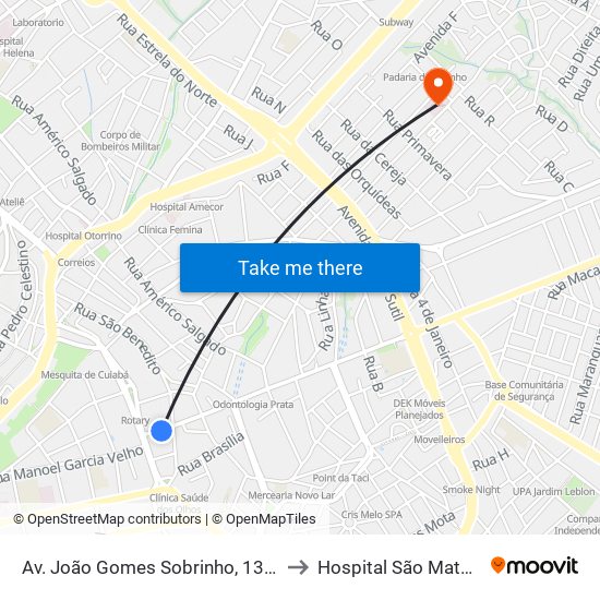 Av. João Gomes Sobrinho, 133-1 to Hospital São Mateus map