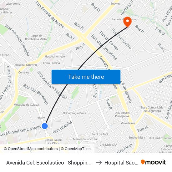 Avenida Cel. Escolástico | Shopping Center Da Criança to Hospital São Mateus map