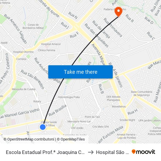 Escola Estadual Prof.ª Joaquina Cerqueira Caldas to Hospital São Mateus map