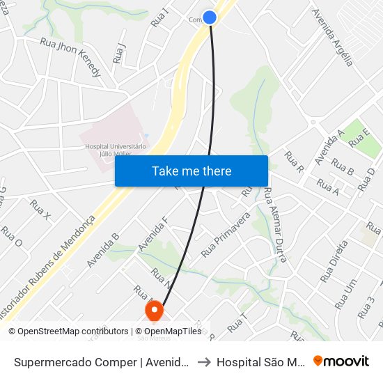 Supermercado Comper | Avenida Do Cpa to Hospital São Mateus map