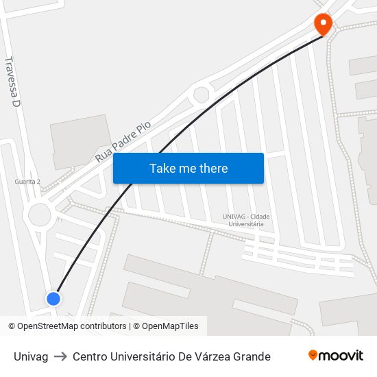 Univag to Centro Universitário De Várzea Grande map