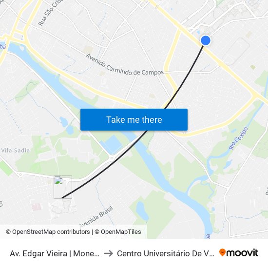 Av. Edgar Vieira | Money Money Bar to Centro Universitário De Várzea Grande map