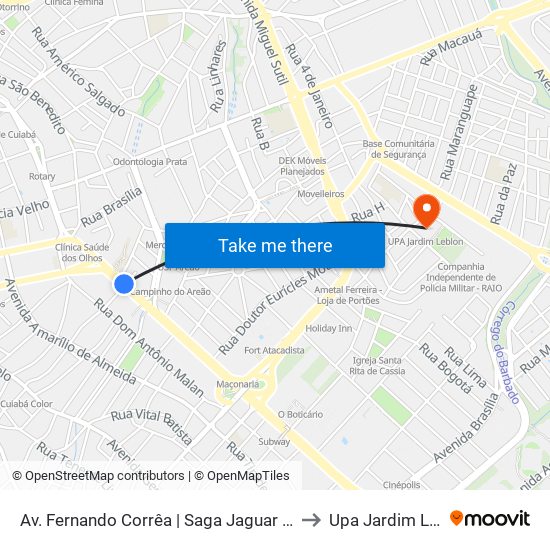 Av. Fernando Corrêa | Saga Jaguar Land Rover to Upa Jardim Leblon map