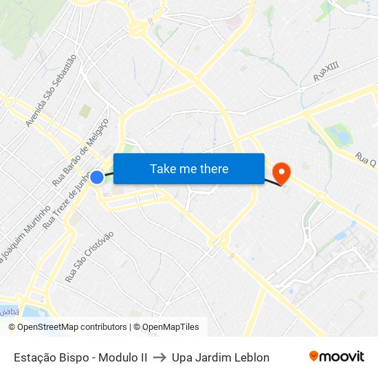 Estação Bispo - Modulo B to Upa Jardim Leblon map