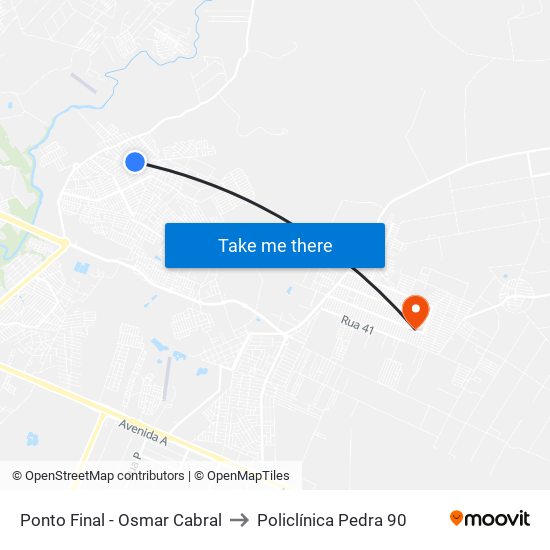 Ponto Final - Osmar Cabral to Policlínica Pedra 90 map