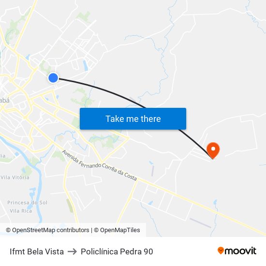 Ifmt Bela Vista to Policlínica Pedra 90 map