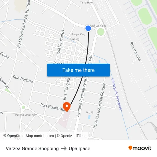 Várzea Grande Shopping to Upa Ipase map