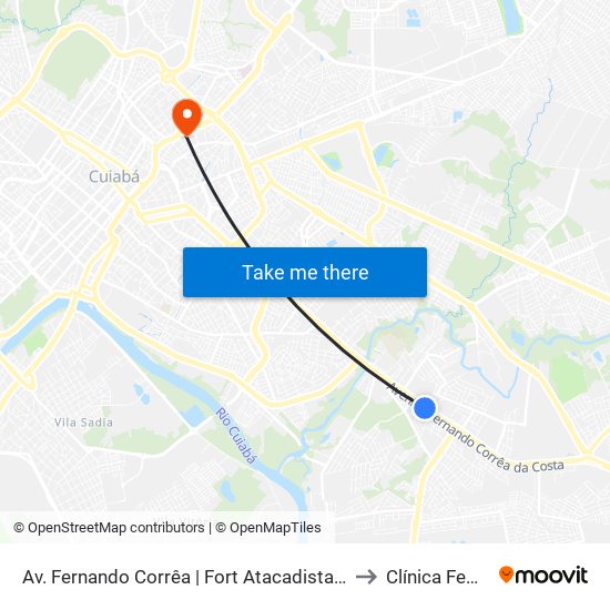 Av. Fernando Corrêa | Fort Atacadista Coxipó to Clínica Femina map