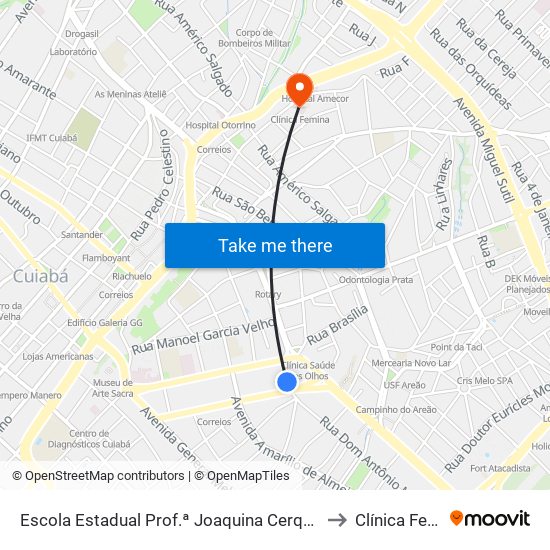 Escola Estadual Prof.ª Joaquina Cerqueira Caldas to Clínica Femina map