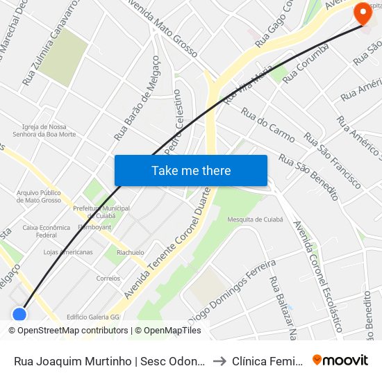Rua Joaquim Murtinho | Sesc Odonto to Clínica Femina map