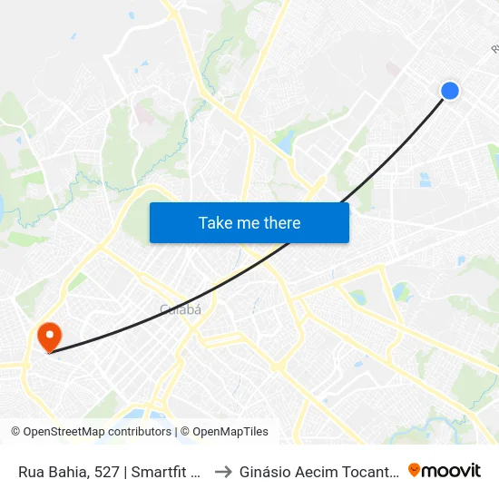Rua Bahia, 527 | Smartfit Cpa to Ginásio Aecim Tocantins map