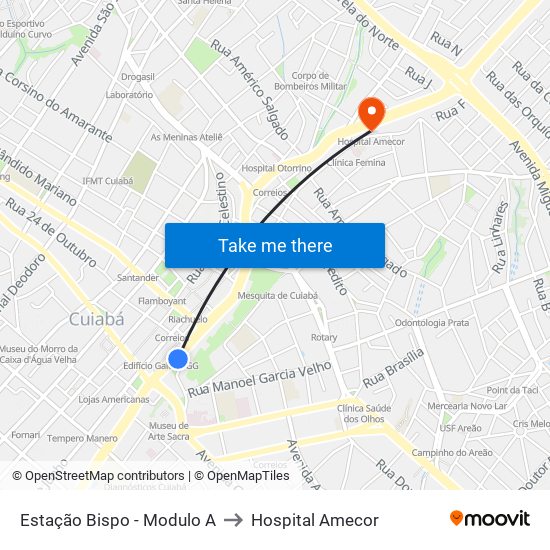 Estação Bispo - Modulo A to Hospital Amecor map