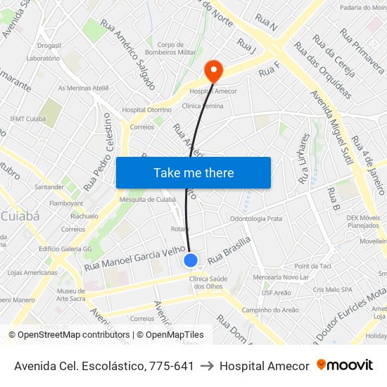 Avenida Cel. Escolástico, 775-641 to Hospital Amecor map