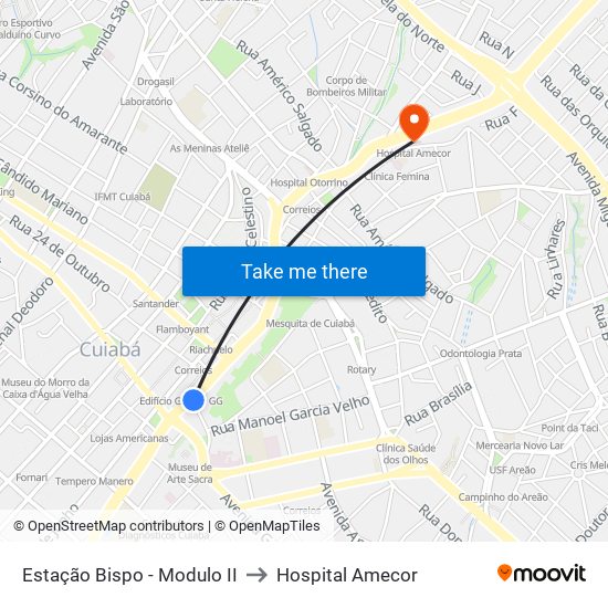 Estação Bispo - Modulo B to Hospital Amecor map