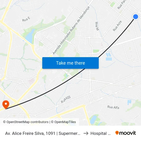 Av. Alice Freire Silva, 1091 | Supermercado Dia Dia Cpa II to Hospital Amecor map