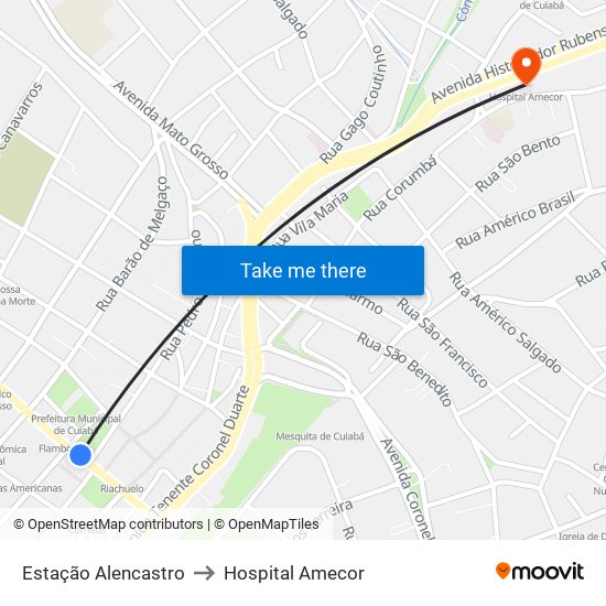 Estação Alencastro to Hospital Amecor map