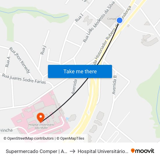 Supermercado Comper | Avenida Do Cpa to Hospital Universitário Júlio Müller map