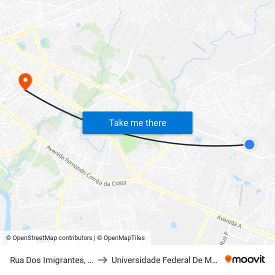 Rua Dos Imigrantes, 767-721 to Universidade Federal De Mato Grosso map