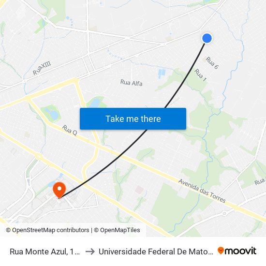 Rua Monte Azul, 115-61 to Universidade Federal De Mato Grosso map
