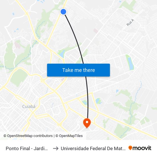 Ponto Final - Jardim União to Universidade Federal De Mato Grosso map