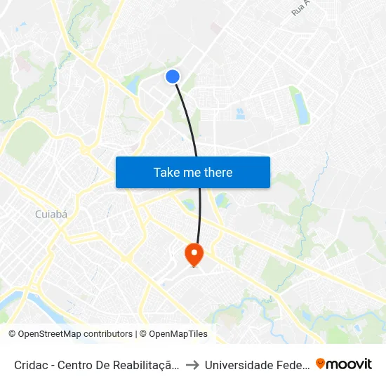 Cridac - Centro De Reabilitação Integral Dom Aquino Corrêa to Universidade Federal De Mato Grosso map