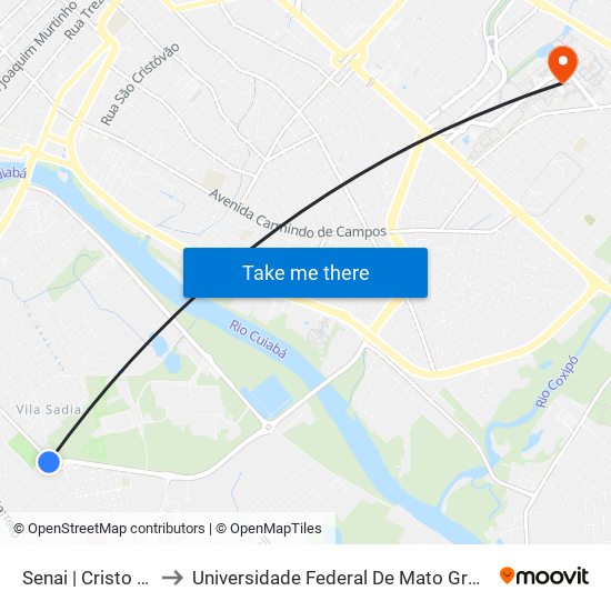 Senai | Cristo Rei to Universidade Federal De Mato Grosso map