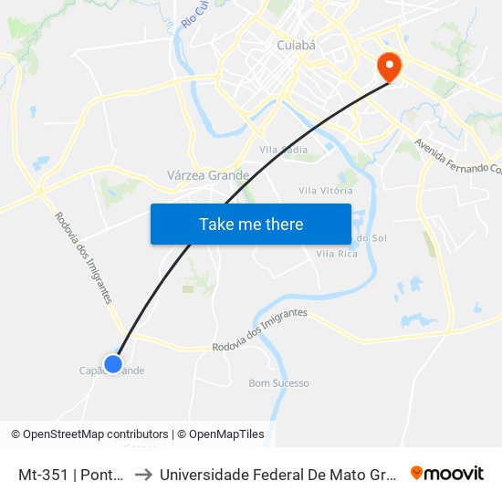 Mt-351 | Ponto 7 to Universidade Federal De Mato Grosso map