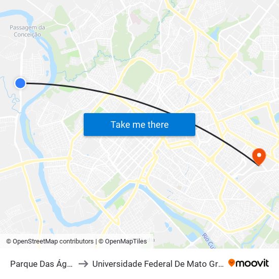 Parque Das Águas to Universidade Federal De Mato Grosso map