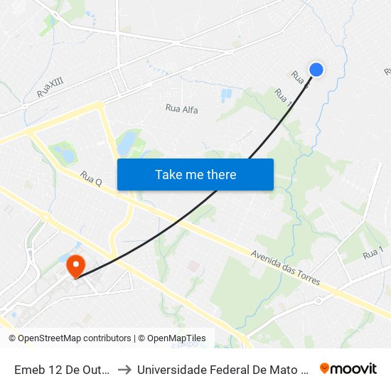 Emeb 12 De Outubro to Universidade Federal De Mato Grosso map