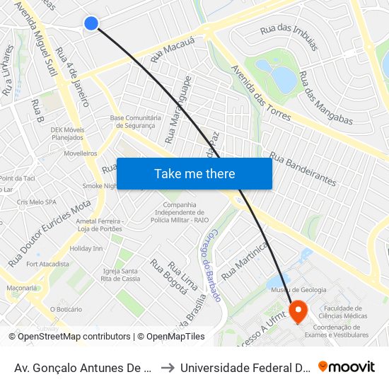 Av. Gonçalo Antunes De Barros, 399-259 to Universidade Federal De Mato Grosso map