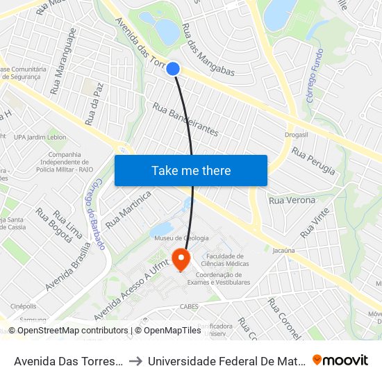 Avenida Das Torres, 419-1 to Universidade Federal De Mato Grosso map