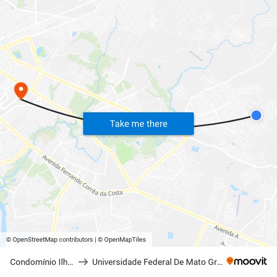 Condomínio Ilhéus to Universidade Federal De Mato Grosso map