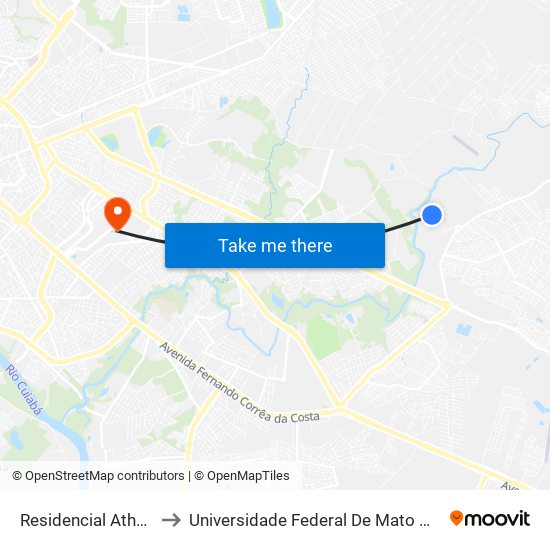Residencial Athenas to Universidade Federal De Mato Grosso map