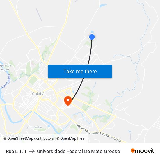 Rua L 1, 1 to Universidade Federal De Mato Grosso map