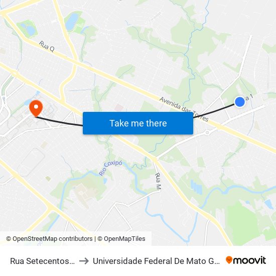 Rua Setecentos, 20 to Universidade Federal De Mato Grosso map