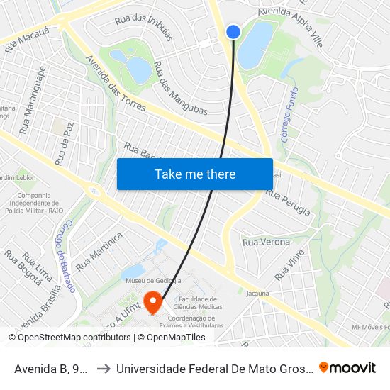 Avenida B, 905 to Universidade Federal De Mato Grosso map