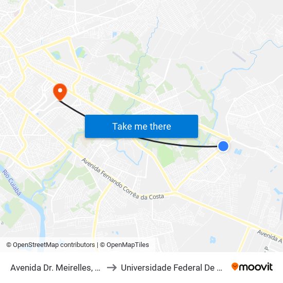 Avenida Dr. Meirelles, 2208-2414 to Universidade Federal De Mato Grosso map