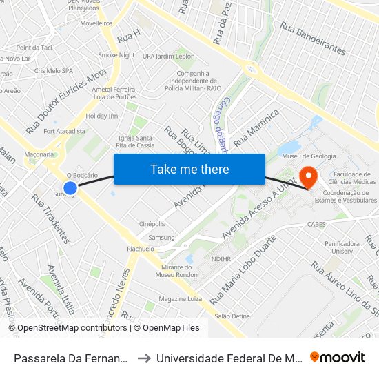 Passarela Da Fernando Corrêa to Universidade Federal De Mato Grosso map