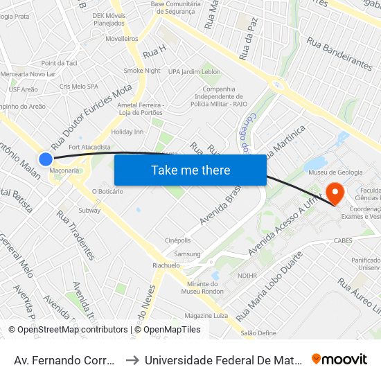 Av. Fernando Corrêa, 856 to Universidade Federal De Mato Grosso map