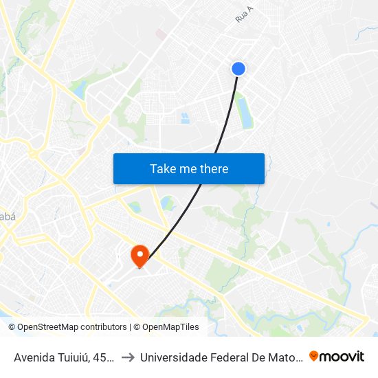 Avenida Tuiuiú, 454-462 to Universidade Federal De Mato Grosso map