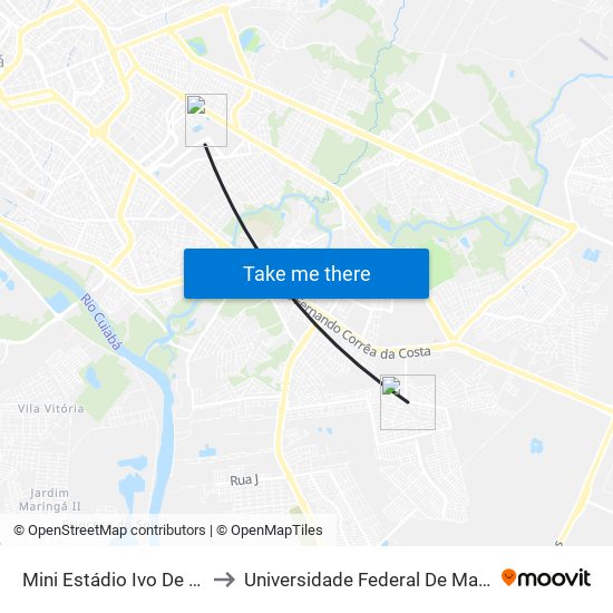 Mini Estádio Ivo De Almeida to Universidade Federal De Mato Grosso map